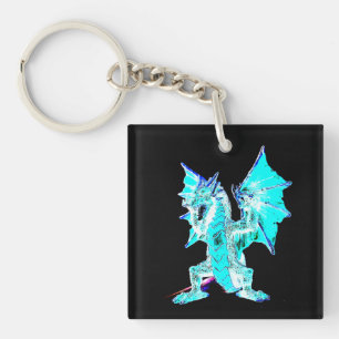 Ozeanischer Aqua-Flammen-Drache Mythische Pocket A Schlüsselanhänger