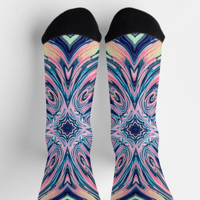 ozeanisches Korallen-Achat-Muster Socken (Oben)