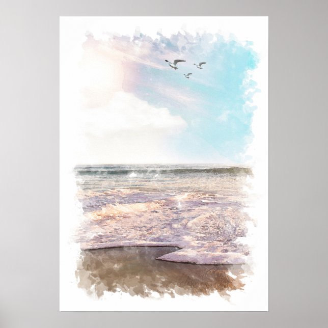 Ozeanlandschaft - Aquarell Poster (Vorne)