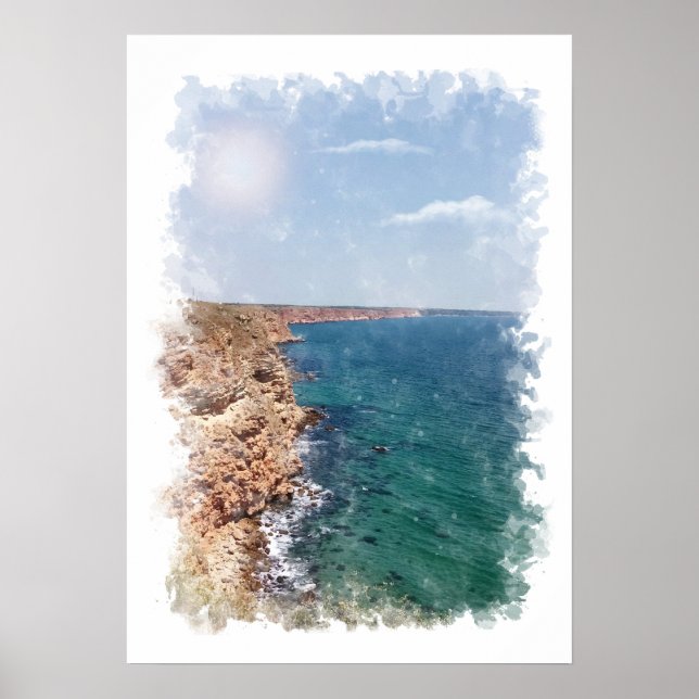 Ozeanlandschaft - Aquarell Poster (Vorne)