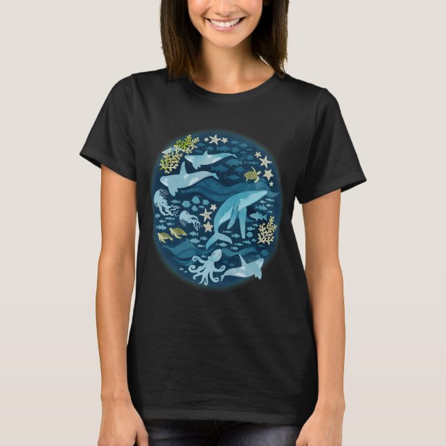 Ozeanleben in Türkis T-Shirt (Vorderseite)
