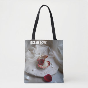 Ozeanliebe Weiße Tragetasche – Seashell & Rose Coa