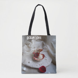 Ozeanliebe Weiße Tragetasche – Seashell & Rose Coa