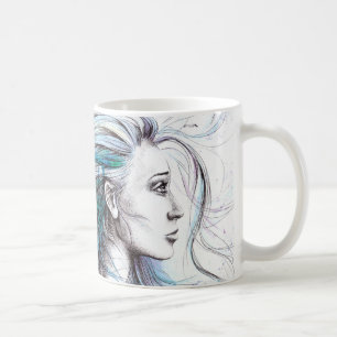 Ozeanmädchen Schöne Surrealfarben Tasse