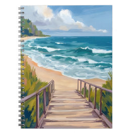 Ozeanpromenade | Küstenwellen Strand Notizblock