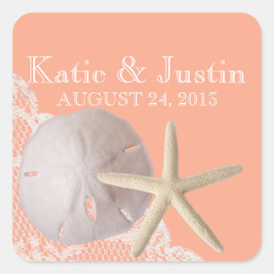 Ozeanromane Sand Dollar und Starfish Quadratischer Aufkleber