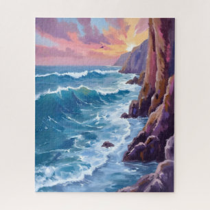 Ozeans Atem   Rocky Sea Sonnenuntergang Küste Aqua Puzzle