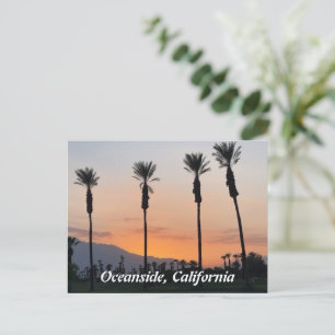 Ozeanseite Kalifornien Orange Sunset Palmen Postkarte
