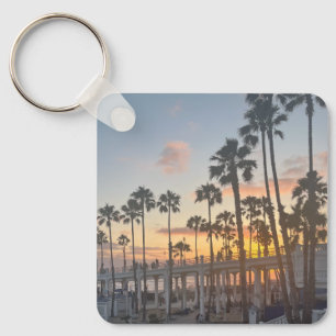 Ozeanseite Kalifornien Orange Sunset Palmen Schlüsselanhänger