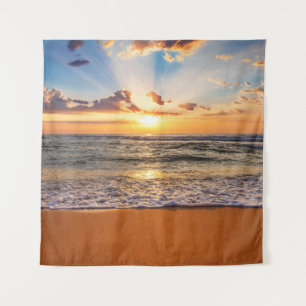 Ozeansonnenaufgang, tiefblauer Horizont. Wandteppich