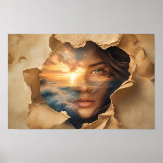 Ozeansonnenuntergang durch ihre Augen Kunstposter Poster
