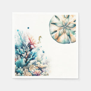 Ozeanspritzer Meereskoralle Aquarell Hochzeit Serviette
