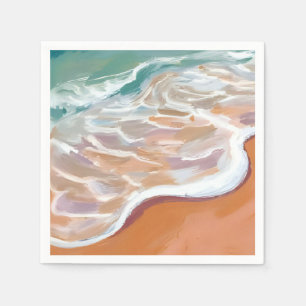 Ozeanstrand Aqua Blaue Wellen Strand Wasserfarbe Serviette