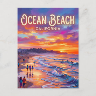 Ozeanstrand bei Sonnenuntergang Kalifornien Postkarte