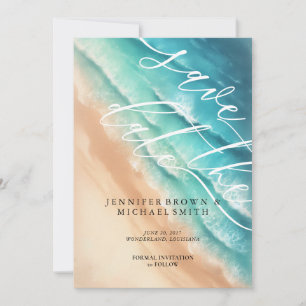 Ozeanstrand Blau Aquarell Elegant Basic Save The Date