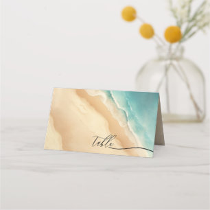 Ozeanstrand Blau Aquarell Elegant tISCH Platzkarte