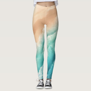 Ozeanstrand Meer Wasserfarbe Sommer Thema Leggings