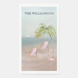 Ozeanstrand Personalisierte Palmen Flamingo Serviette