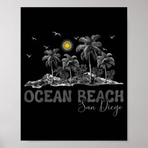 Ozeanstrand San Diego Kalifornien Mädchen Vintage Poster