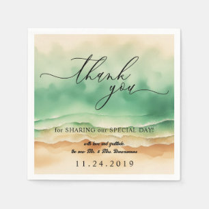 Ozeanstrand Sand Aquarell Dankeschön Serviette