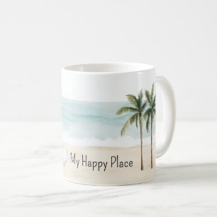 Ozeanstrand Tropische Palmen Muscheln Kaffeetasse