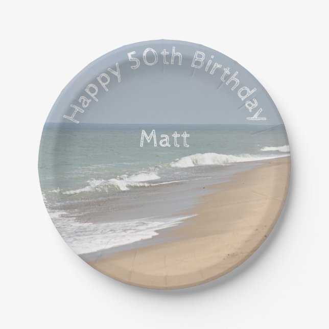 Ozeanstrand und -wellen pappteller (Vorderseite)