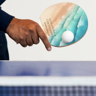 Ozeanstrand Wasserfarbe Signatur Sommer Tischtennis Schläger