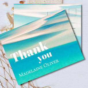 Ozeanszene Sommerstrand  Blau Danke   Postkarte
