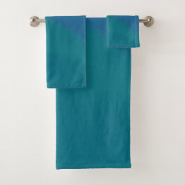 Ozeantide Blau und Grün Minimalistisch Badhandtuch Set
