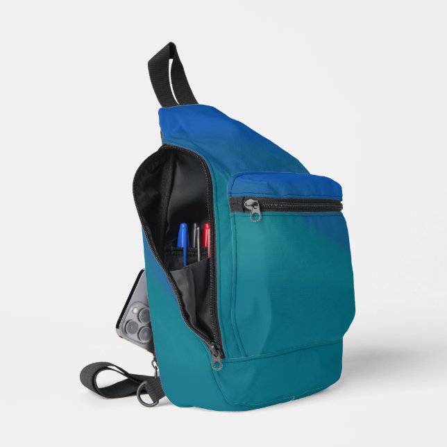 Ozeantide Blau und Grün Minimalistisch Crossbody Bag (Offen)