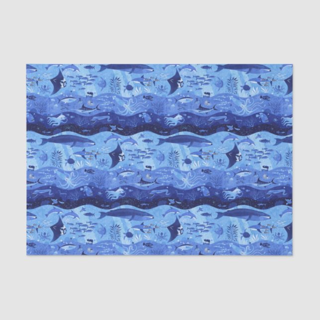 Ozeantiefenzonen - Unterwassertiere Seidenpapier (Vorderseite)