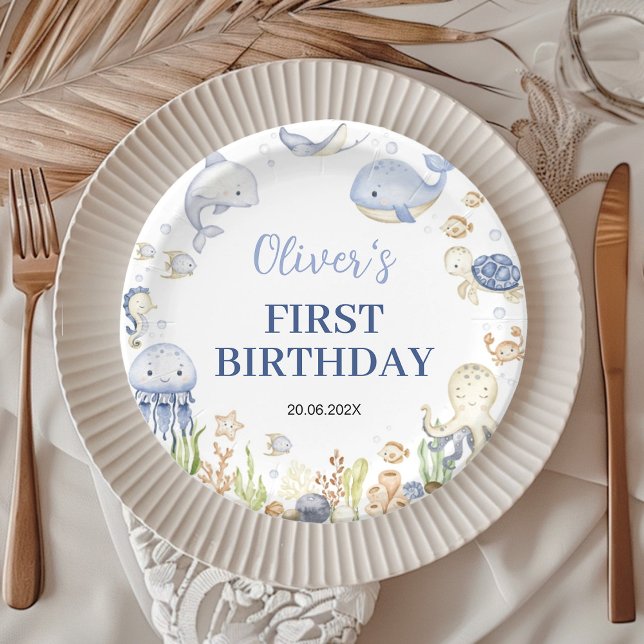 Ozeantiere Junge unter dem Kindergeburtstag Pappteller (Von Creator hochgeladen)