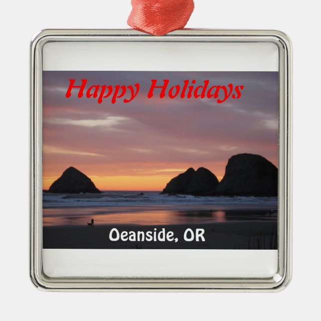 Ozeanufer, Oregon Ordiment Silbernes Ornament (Vorne)