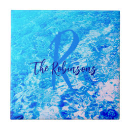 Ozeanwasser blau aquamarin Template Familienname E Fliese