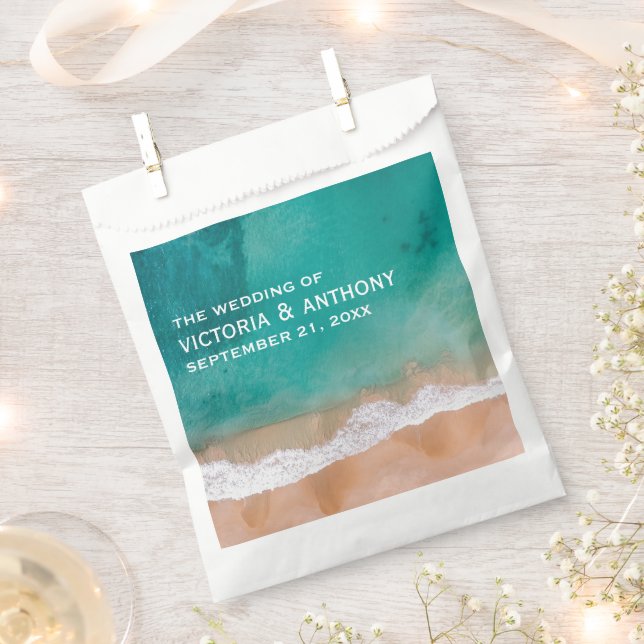 Ozeanwelle, Hochzeit am Strand Geschenktütchen (Ausgeschnitten)