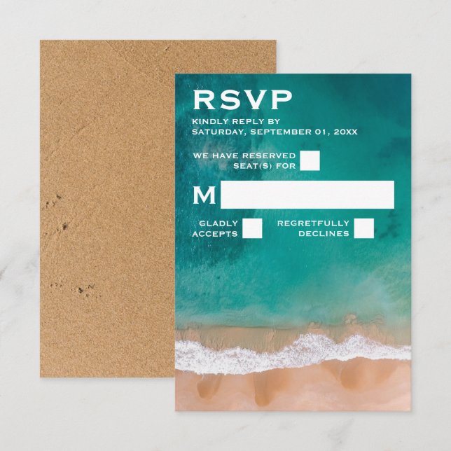 Ozeanwelle, Hochzeit am Strand RSVP Karte (Vorne/Hinten)
