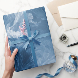 Ozeanwelle Tiefblauer Nebel Weiß Abstraktes Muster Geschenkpapier