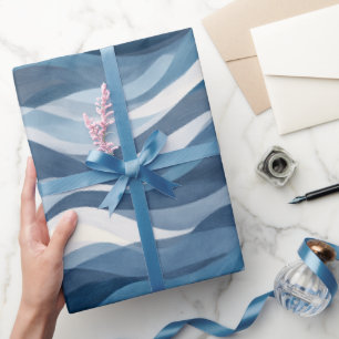 Ozeanwelle Tiefblauer Nebel Weißes abstraktes Must Geschenkpapier