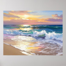 Ozeanwellen am Strand im Sonnenschein Kunst