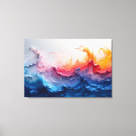 Ozeanwellen-Fluid-Art-Sonnenuntergangs-Glow-Abstra Leinwanddruck