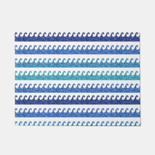 Ozeanwellen Helles Blau Surfer Strand Surfen Fußmatte