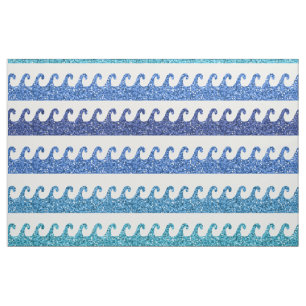 Ozeanwellen Helles Blau Surfer Strand Surfen Stoff