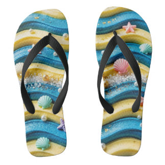 Ozeanwellen-Kuchen-Flip-Flops - Küstenstrand-Seest Flip Flops