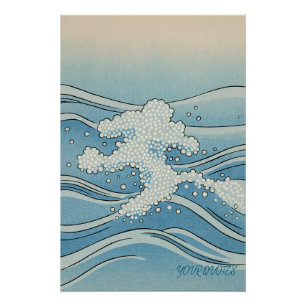 Ozeanwellen-Kunstprint – Japanischer Holzschnitt-S Poster