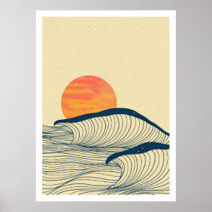Ozeanwellen-Landschaft Poster