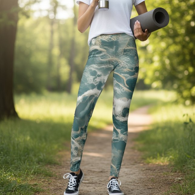 Ozeanwellen-Marmor Leggings (Von Creator hochgeladen)