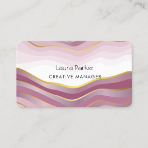 Ozeanwellen Minimal Gold Kurven Modern Pink Visitenkarte