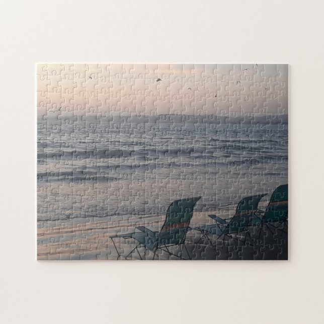 Ozeanwellen mit leeren Stühlen Puzzle (Horizontal)
