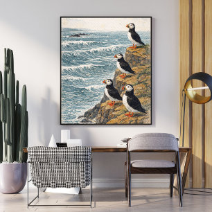 Ozeanwellen Natur Illustration Poster