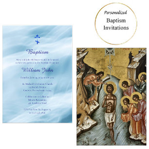 Ozeanwellen Orthodoxe Christliche Taufe Einladung